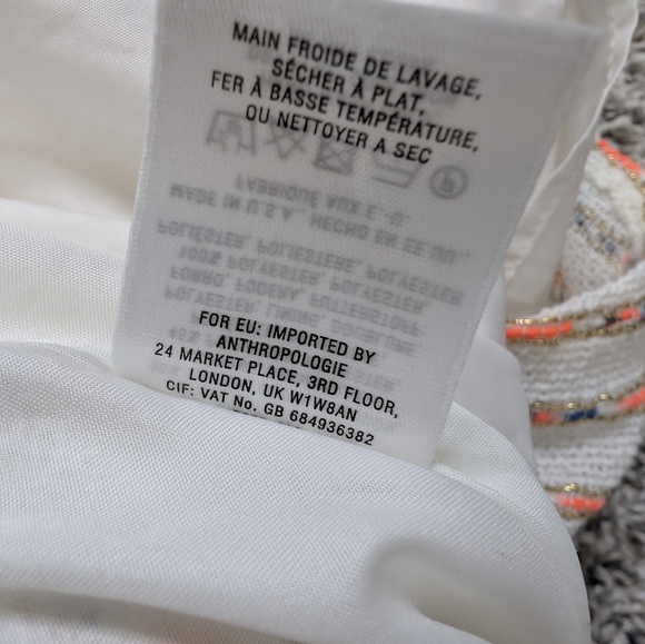 💘 Anthro Maeve Lucaya Swing Skirt 4 Metallic Stripe Knit Ivory Gold Zipper - Picture 6 of 6